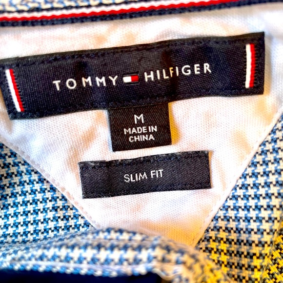 Tommy Hilfiger Blue Herringbone Button Up Shirt Mens Medium NWT - Picture 8 of 12